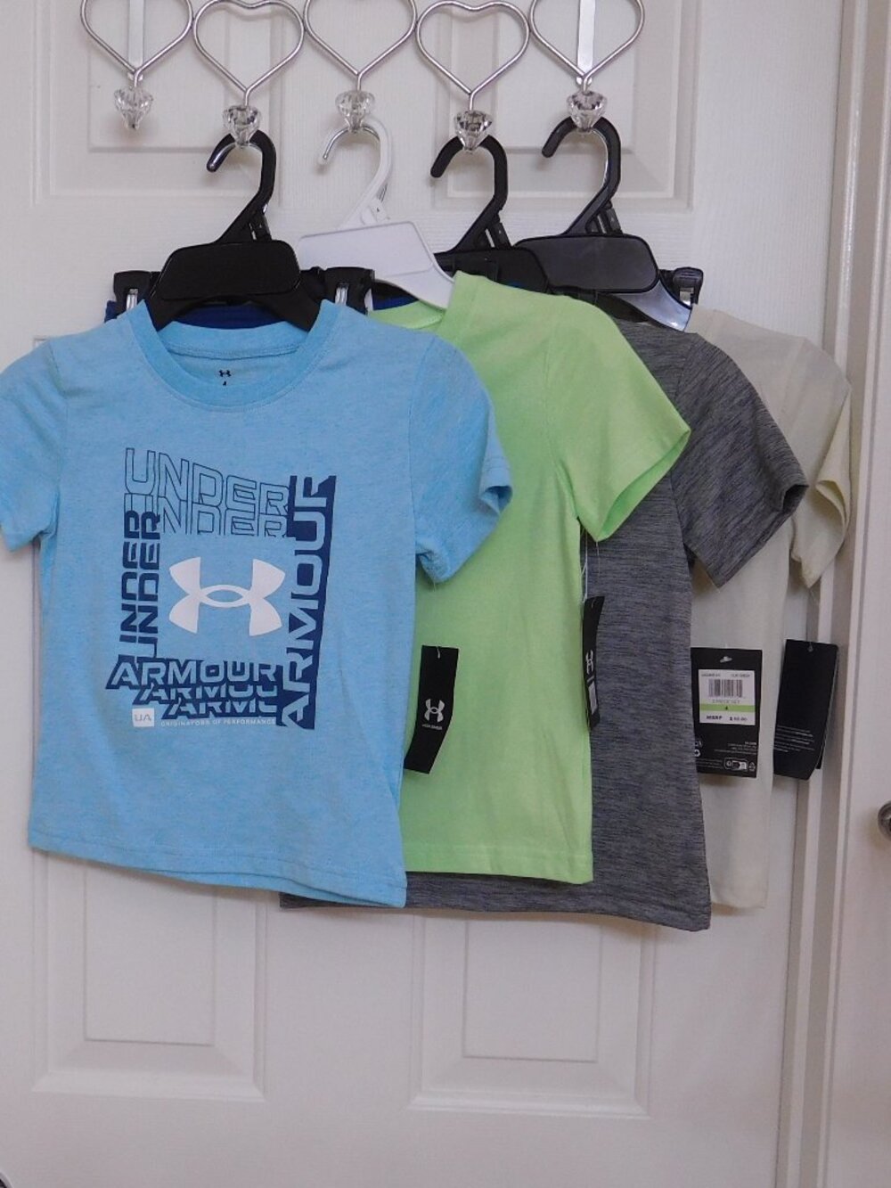NWT 4 Under Armour 2pc Sets Shirt & Shorts Blue Green Olive Bundle sz 4